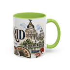 Madrid Coffee Mug | Spain Travel Souvenir | Vintage Illustrated City Gift | 11 oz 15 oz Accent Mug