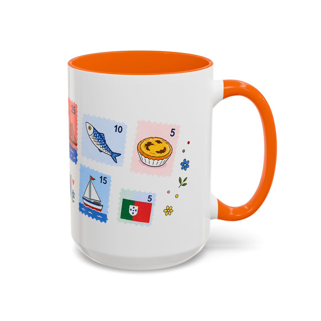 Lisbon Coffee Mug | Postage Stamp Collage Mug | Travel Souvenir Accent Cup 11oz 15oz