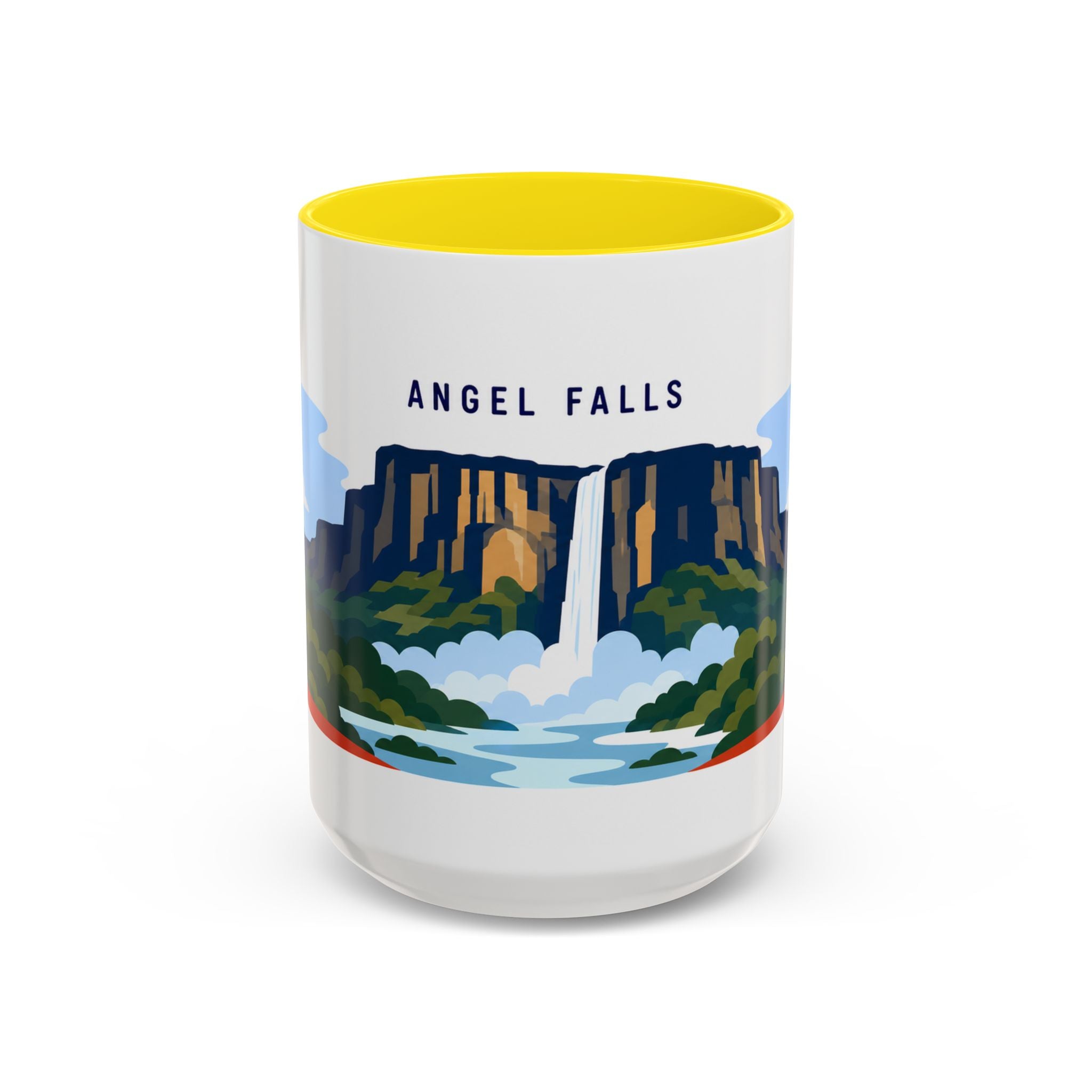 Angel Falls Coffee Mug | Travel Destination Souvenir Gift | Accent Color Ceramic 11oz 15oz