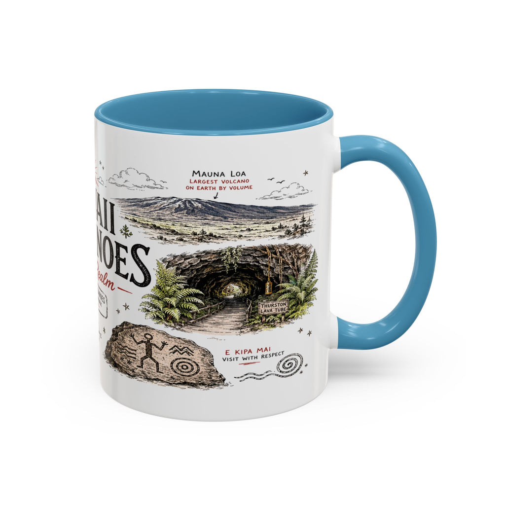 Hawaii Volcanoes National Park Coffee Mug | Hawaii Big Island Lava Volcano Gift | Accent Color Ceramic 11oz 15oz