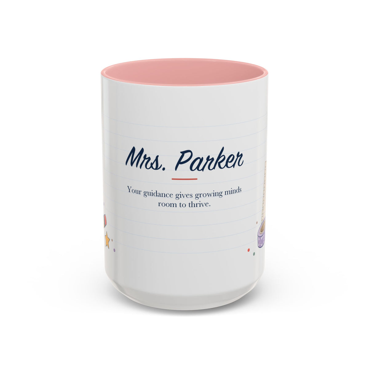 Personalized Teacher Mug | Custom Name Notebook Coffee Cup | Back to School Gift 11oz 15oz