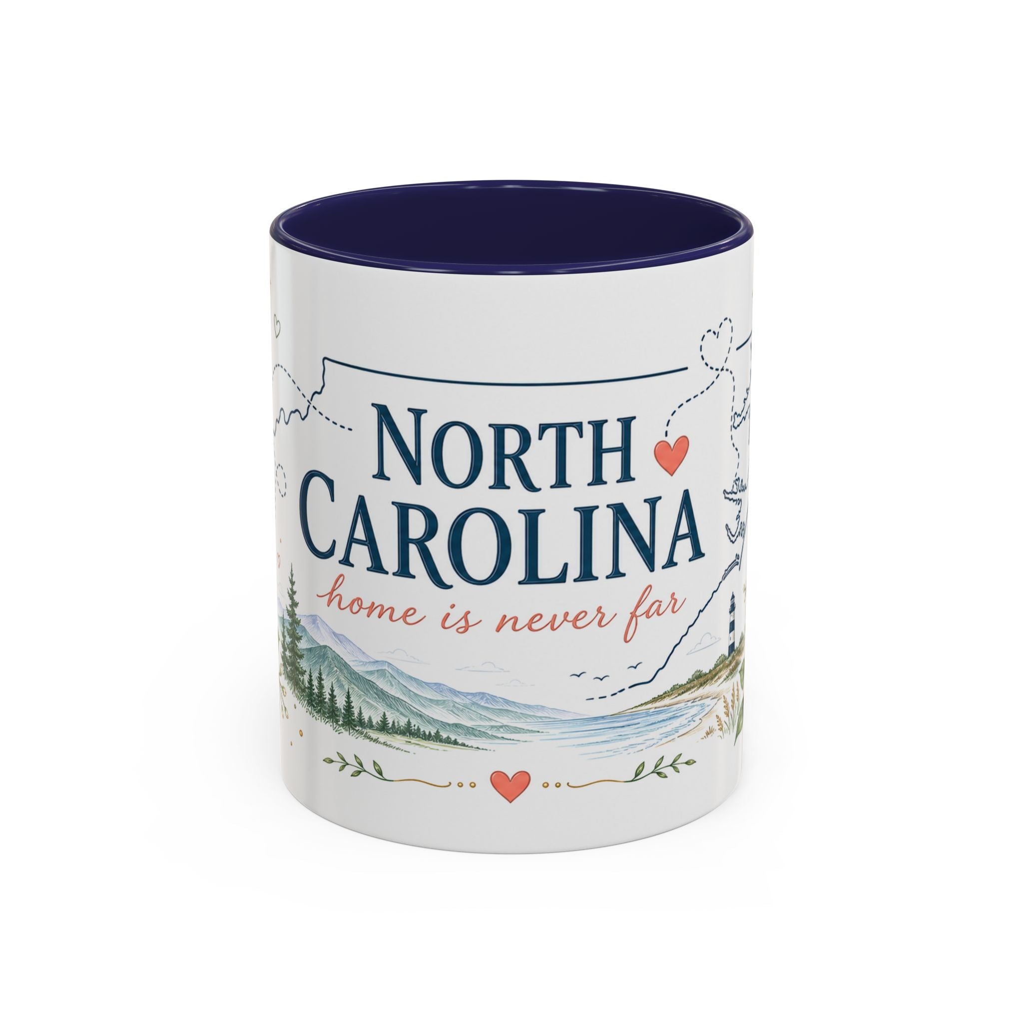 North Carolina State Map Mug | Moving Away, Homesick Gift | Botanical Accent Coffee Cup