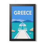 Greece Coast Greece Framed Poster | Vintage Travel Wall Art | Black Walnut White Frame | 16x24 20x30