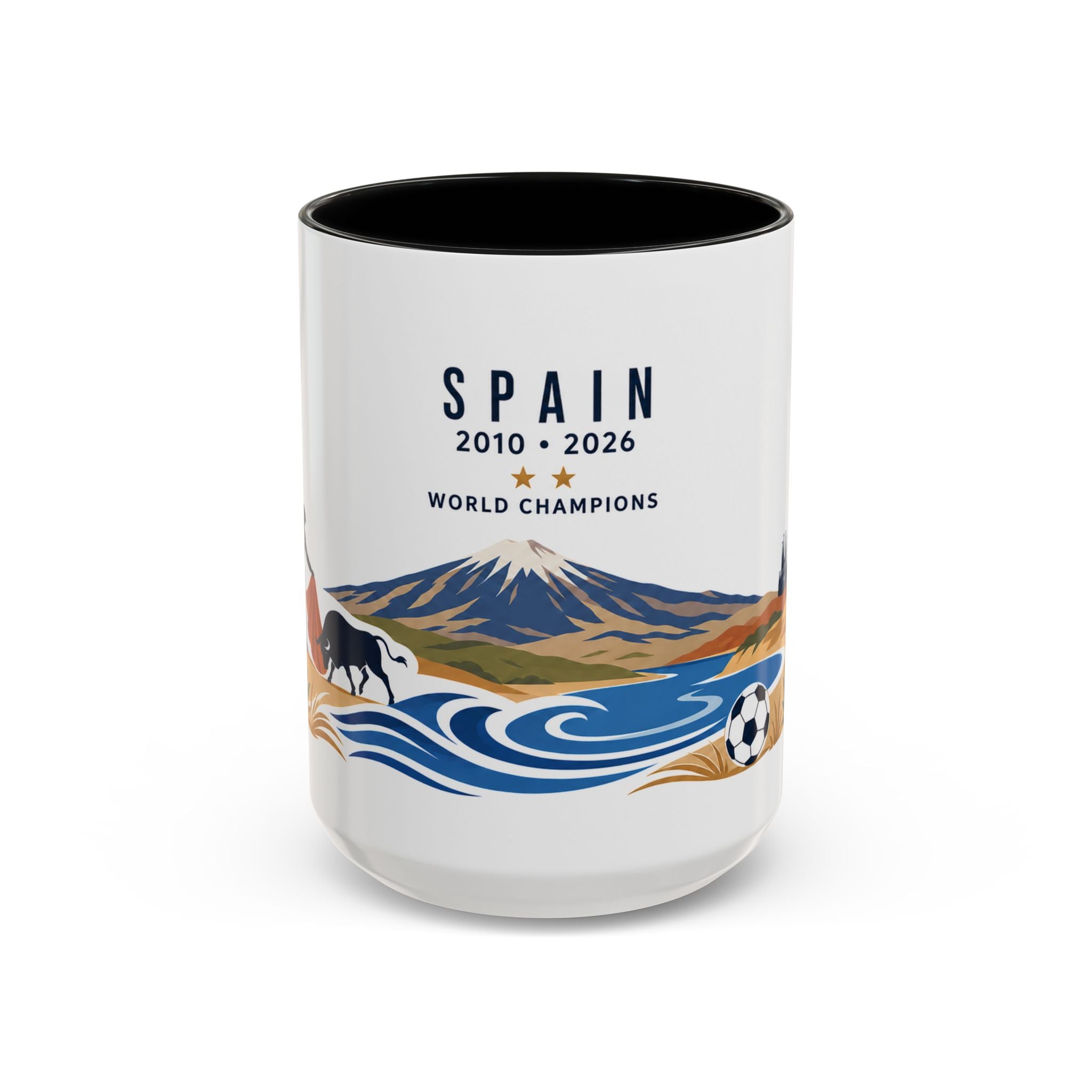 Spain World Champions Mug | 2010 2026 Spanish Soccer Gift | Two Time Football Champion Cup | 11oz 15oz Accent Mug