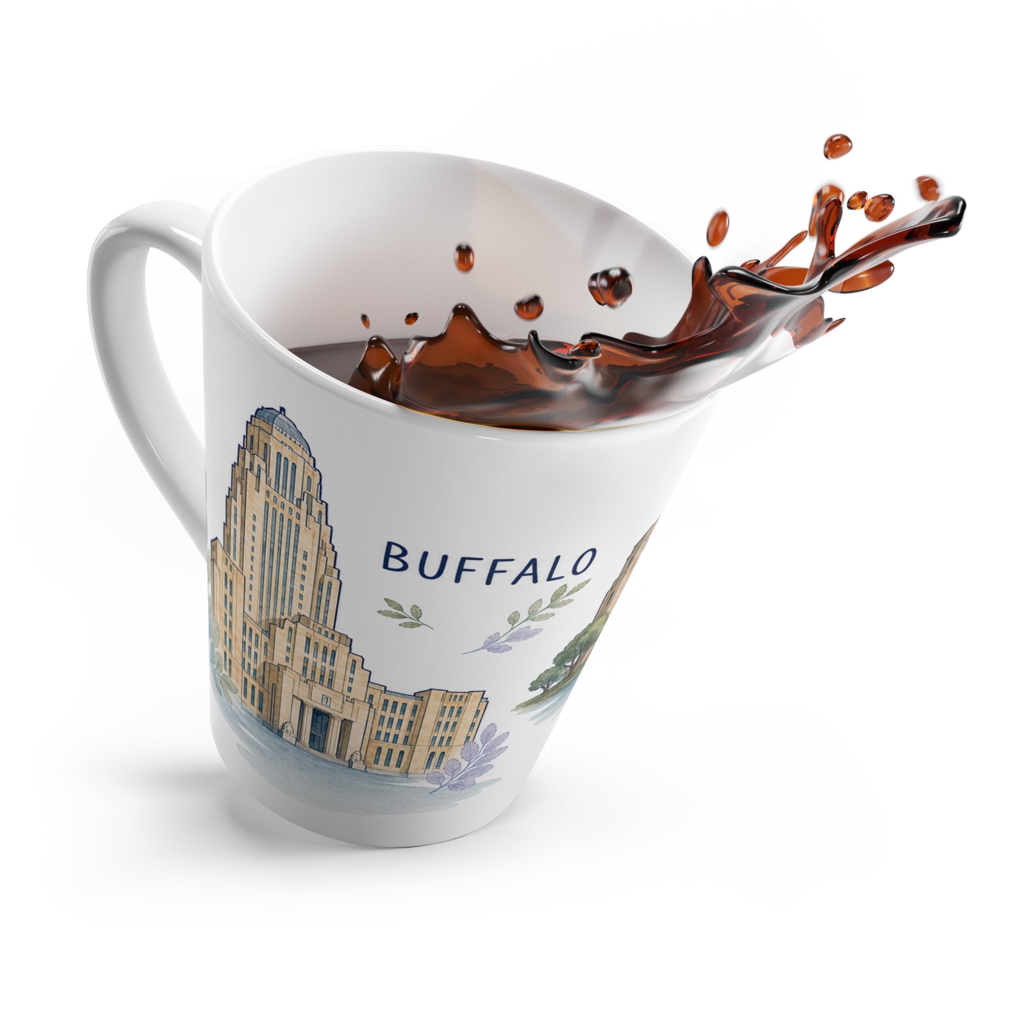 Buffalo Latte Mug | Watercolor City Travel Mug | 12 oz Ceramic Souvenir Gift