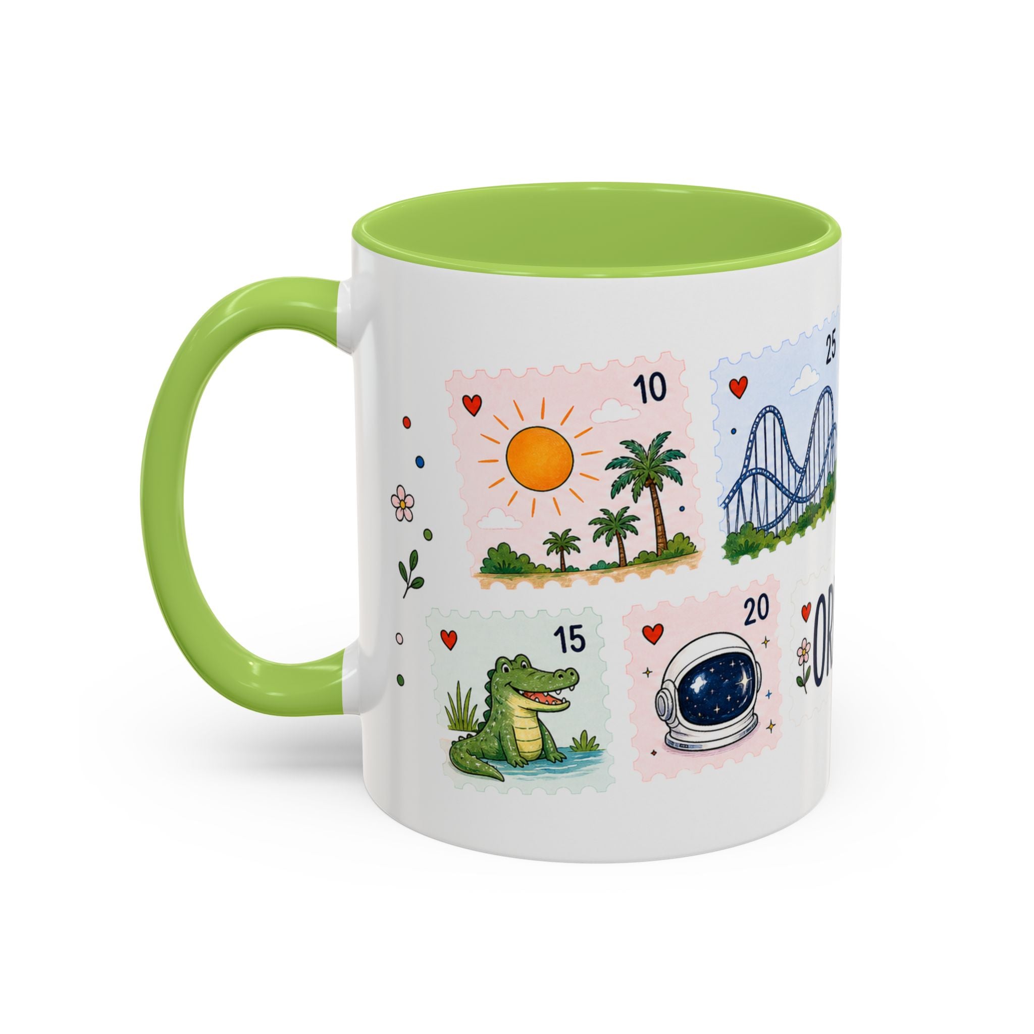 Orlando Coffee Mug | Postage Stamp Collage Mug | Travel Souvenir Accent Cup 11oz 15oz