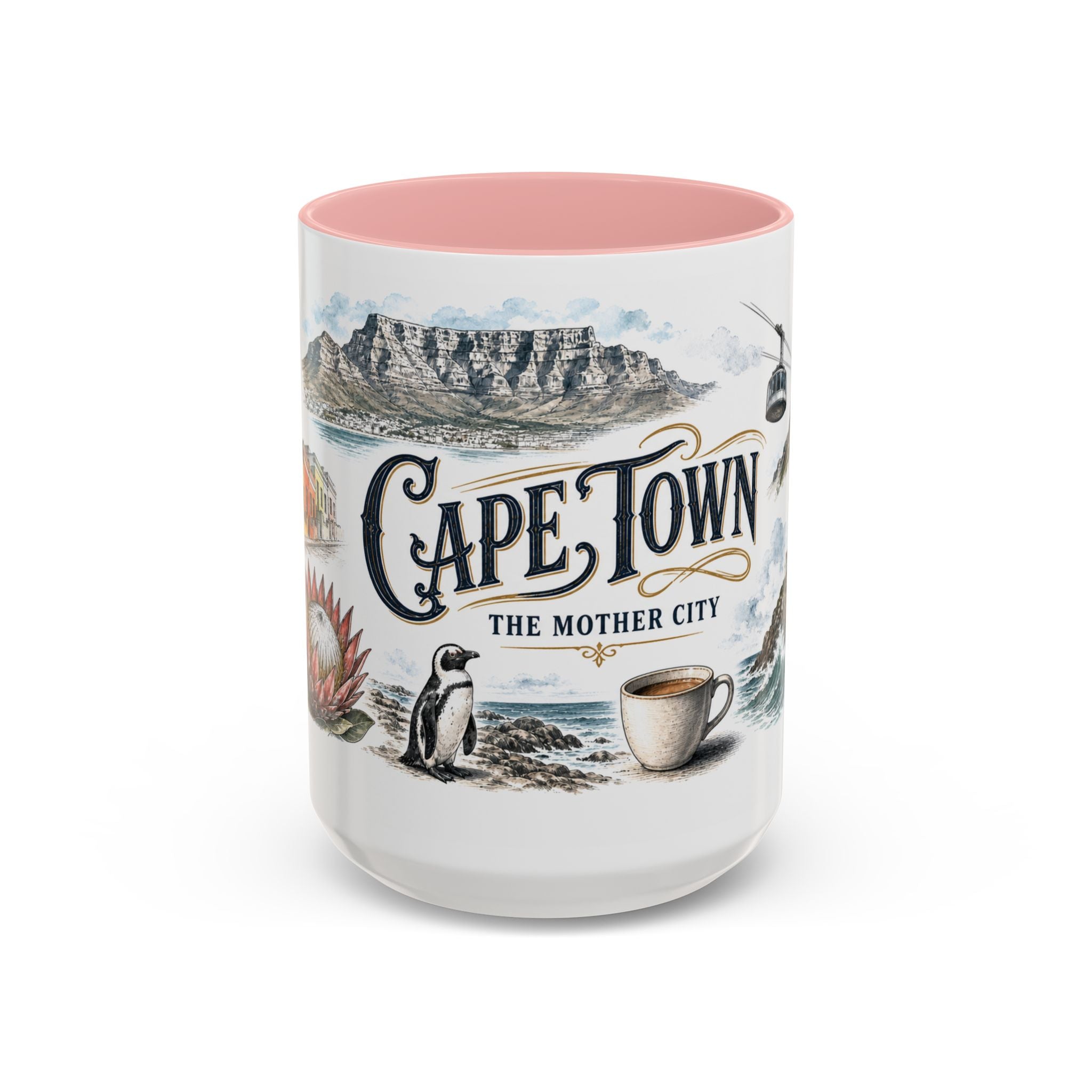 Cape Town Coffee Mug | South Africa Travel Souvenir | Vintage Illustrated City Gift | 11 oz 15 oz Accent Mug