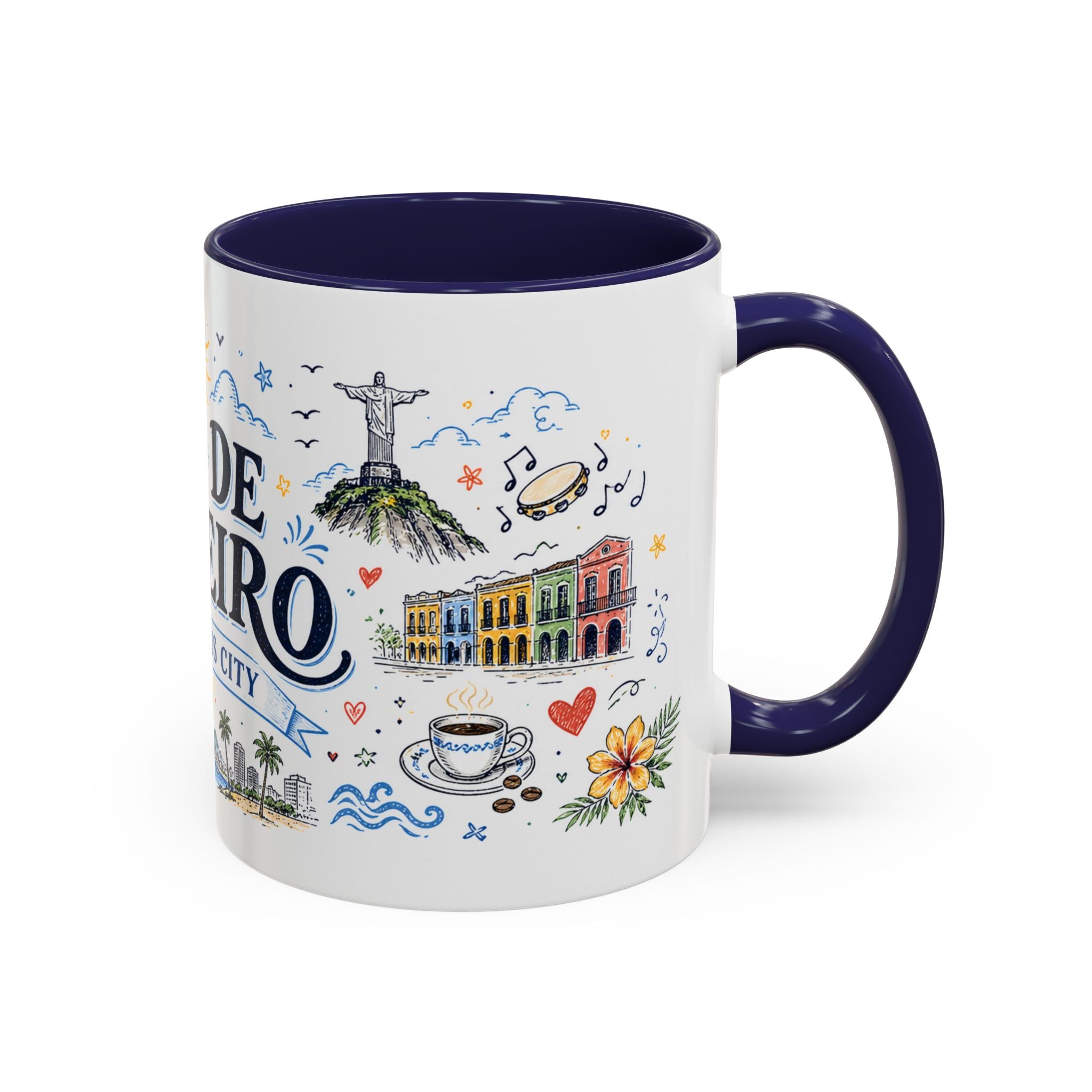 Rio de Janeiro Coffee Mug | Brazil Souvenir Travel Gift | Accent Color Ceramic 11oz 15oz