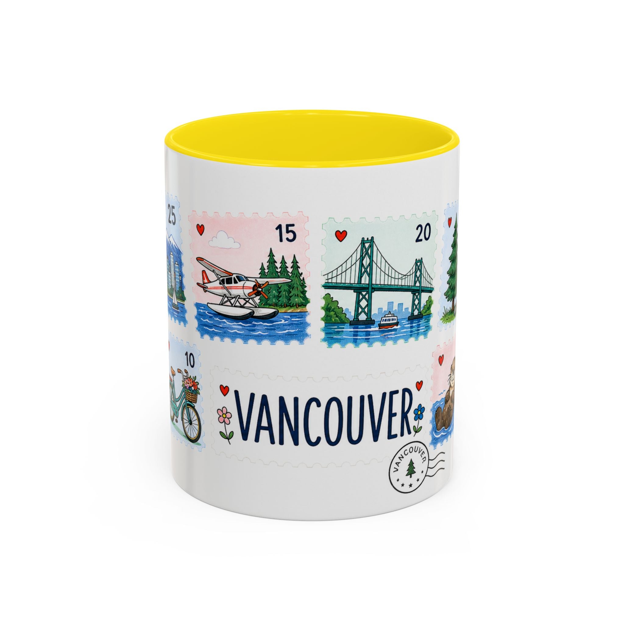 Vancouver Coffee Mug | Postage Stamp Collage Mug | Travel Souvenir Accent Cup 11oz 15oz