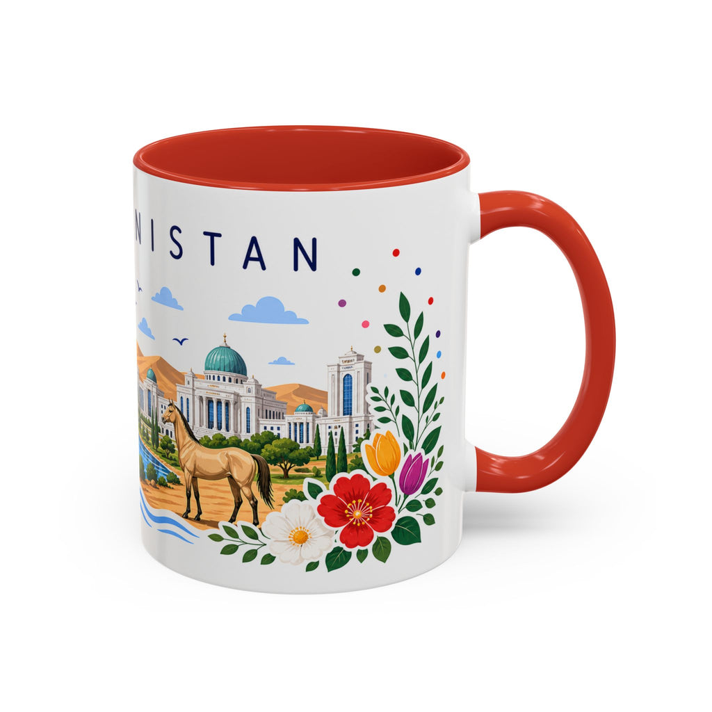 Turkmenistan Coffee Mug | Travel Souvenir Accent Mug | Place Gift Ceramic Cup 11oz 15oz