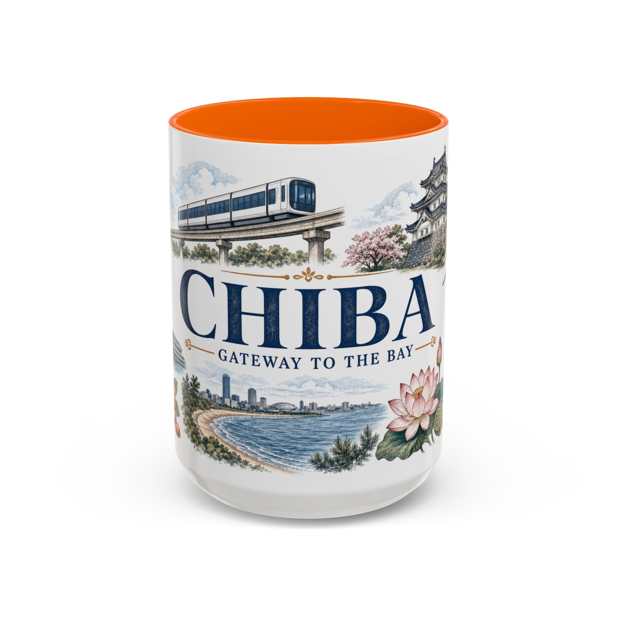 Chiba Coffee Mug | Japan Travel Souvenir | Vintage Illustrated City Gift | 11 oz 15 oz Accent Mug