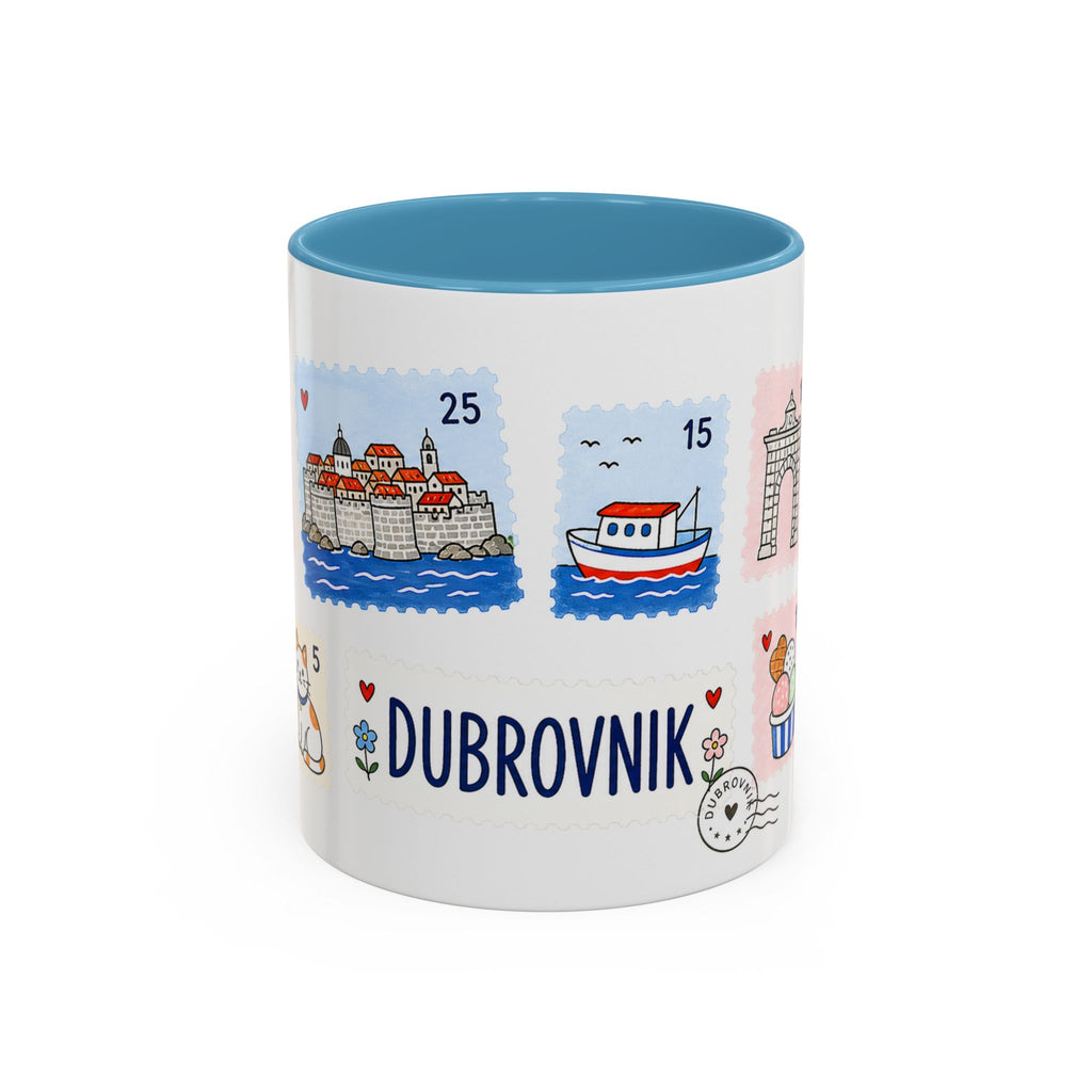 Dubrovnik Coffee Mug | Postage Stamp Collage Mug | Travel Souvenir Accent Cup 11oz 15oz
