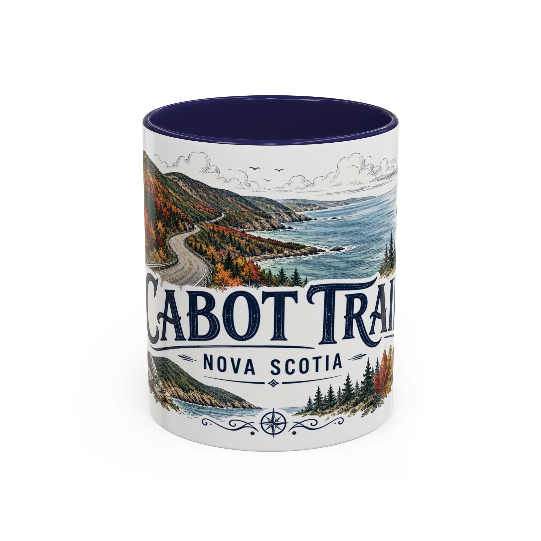 Cabot Trail Mug, Nova Scotia Travel Souvenir, Bucket List Gift, Accent Ceramic Coffee Mug 11oz 15oz