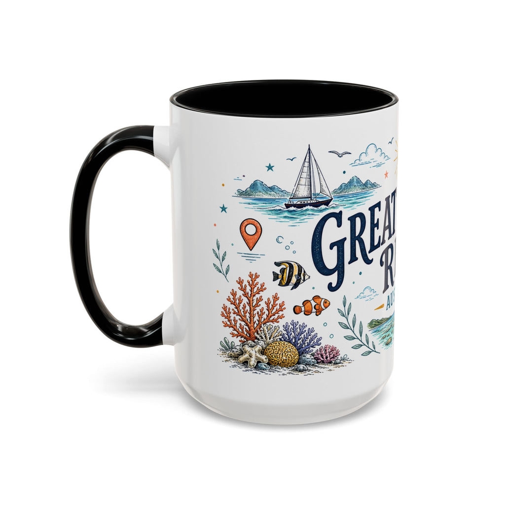Great Barrier Reef Coffee Mug | Travel Destination Souvenir Gift | Accent Color Ceramic 11oz 15oz