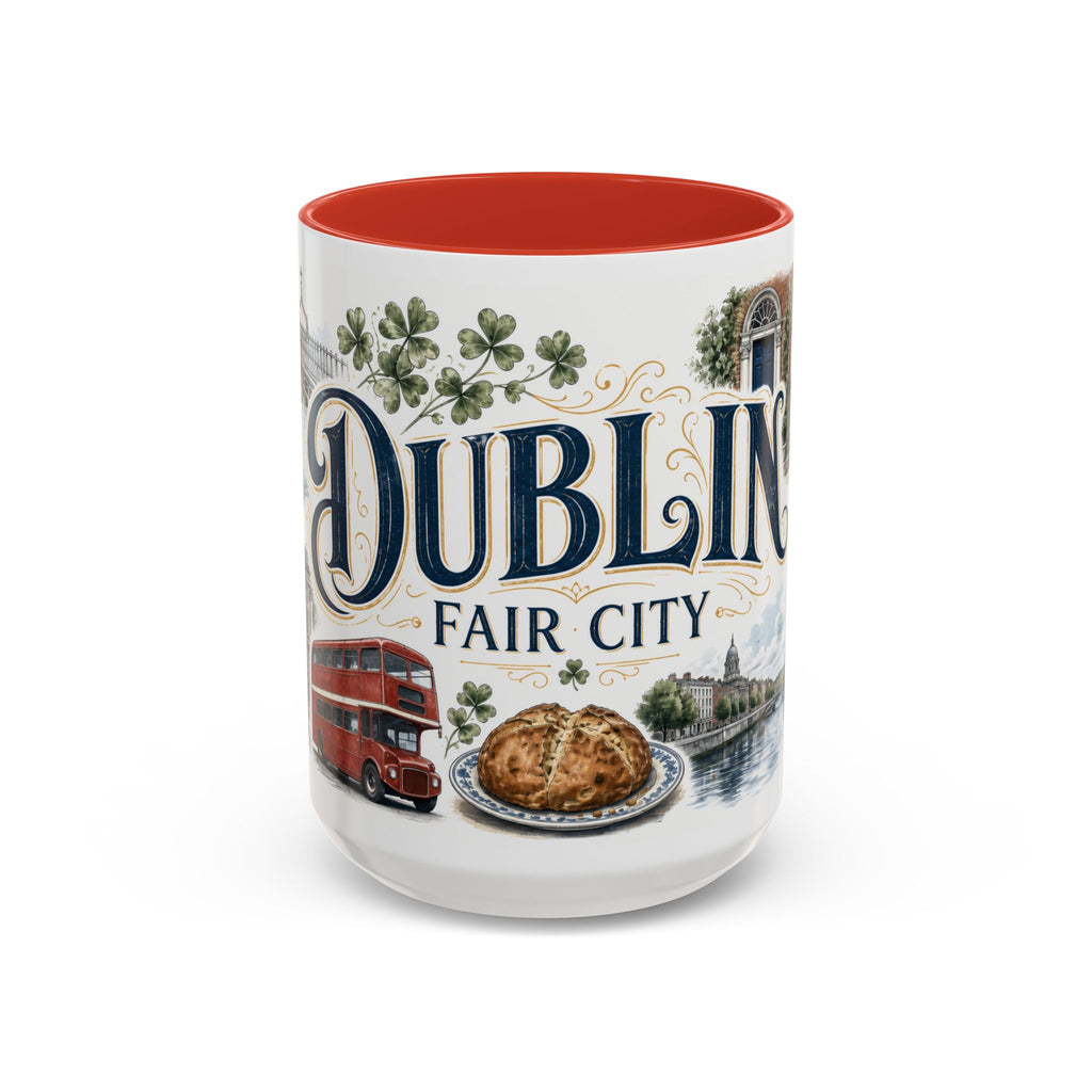 Dublin Coffee Mug | Ireland Travel Souvenir | Vintage Illustrated City Gift | 11 oz 15 oz Accent Mug