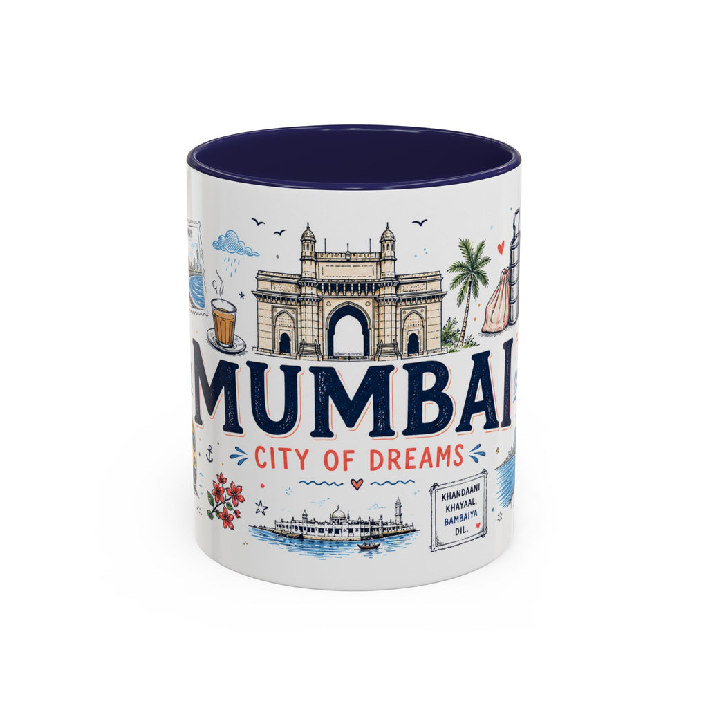 Mumbai Coffee Mug | India Souvenir Travel Gift | Accent Color Ceramic 11oz 15oz