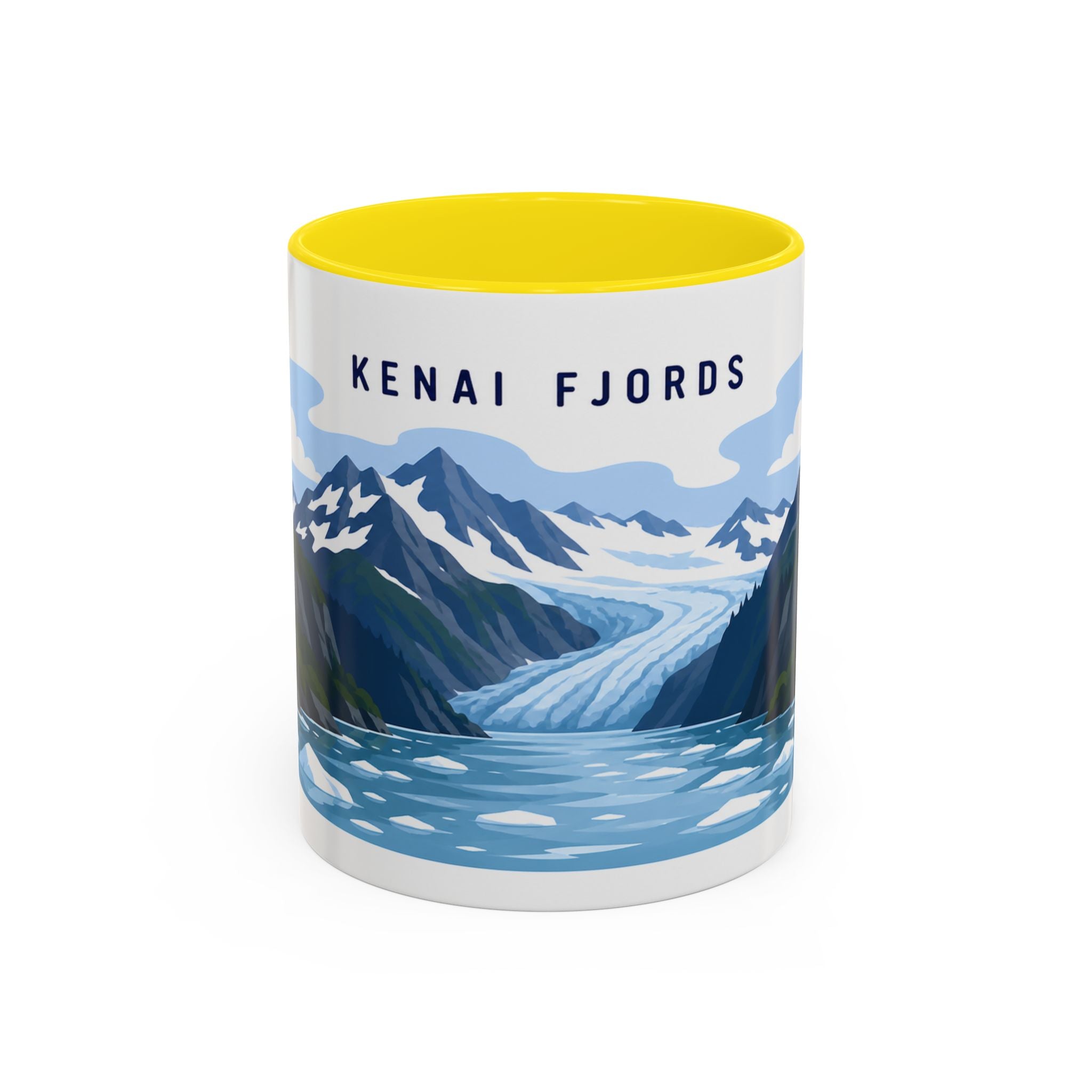 Kenai Fjords National Park Coffee Mug | Solid Color Block Park Souvenir | 11oz 15oz Accent Mug