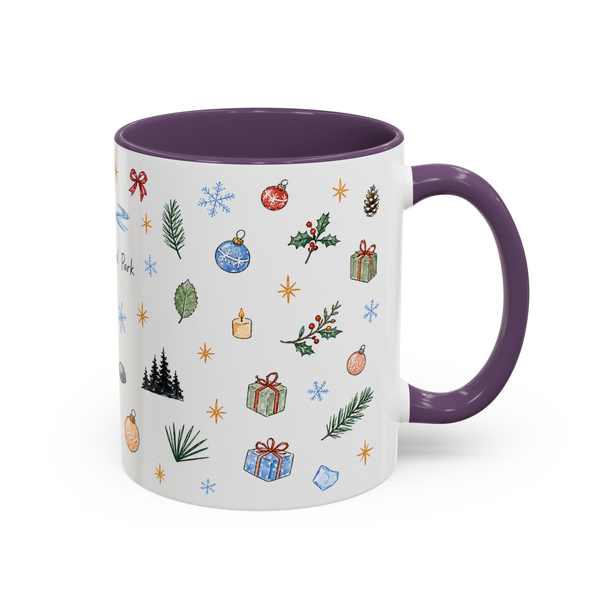 Denali National Park Christmas Mug | Watercolor Travel Souvenir | Holiday Gift | Accent Ceramic Coffee Cup 11oz 15oz