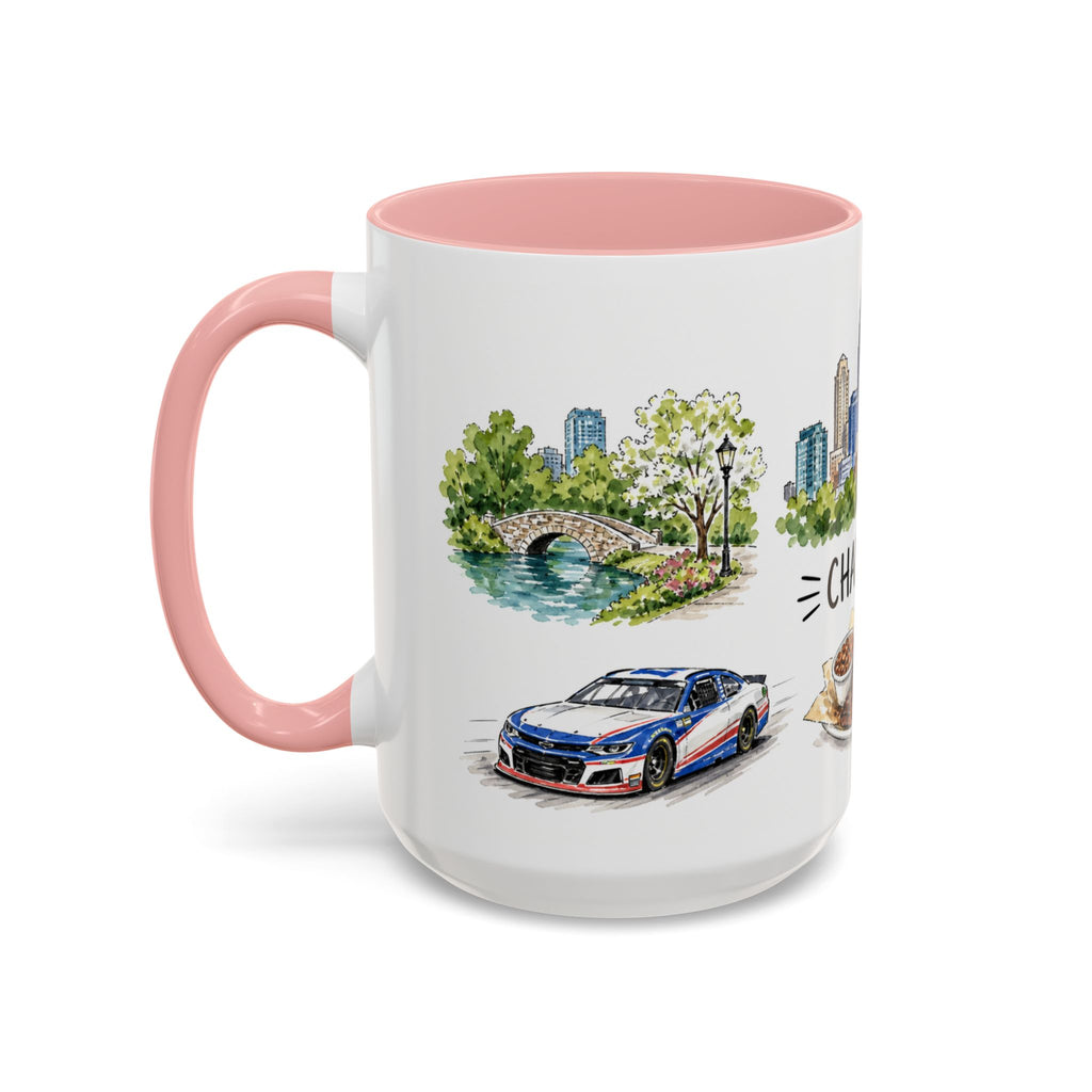 Charlotte Illustrated Travel Mug | City Souvenir Accent Coffee Mug | 11oz 15oz Ceramic Cup