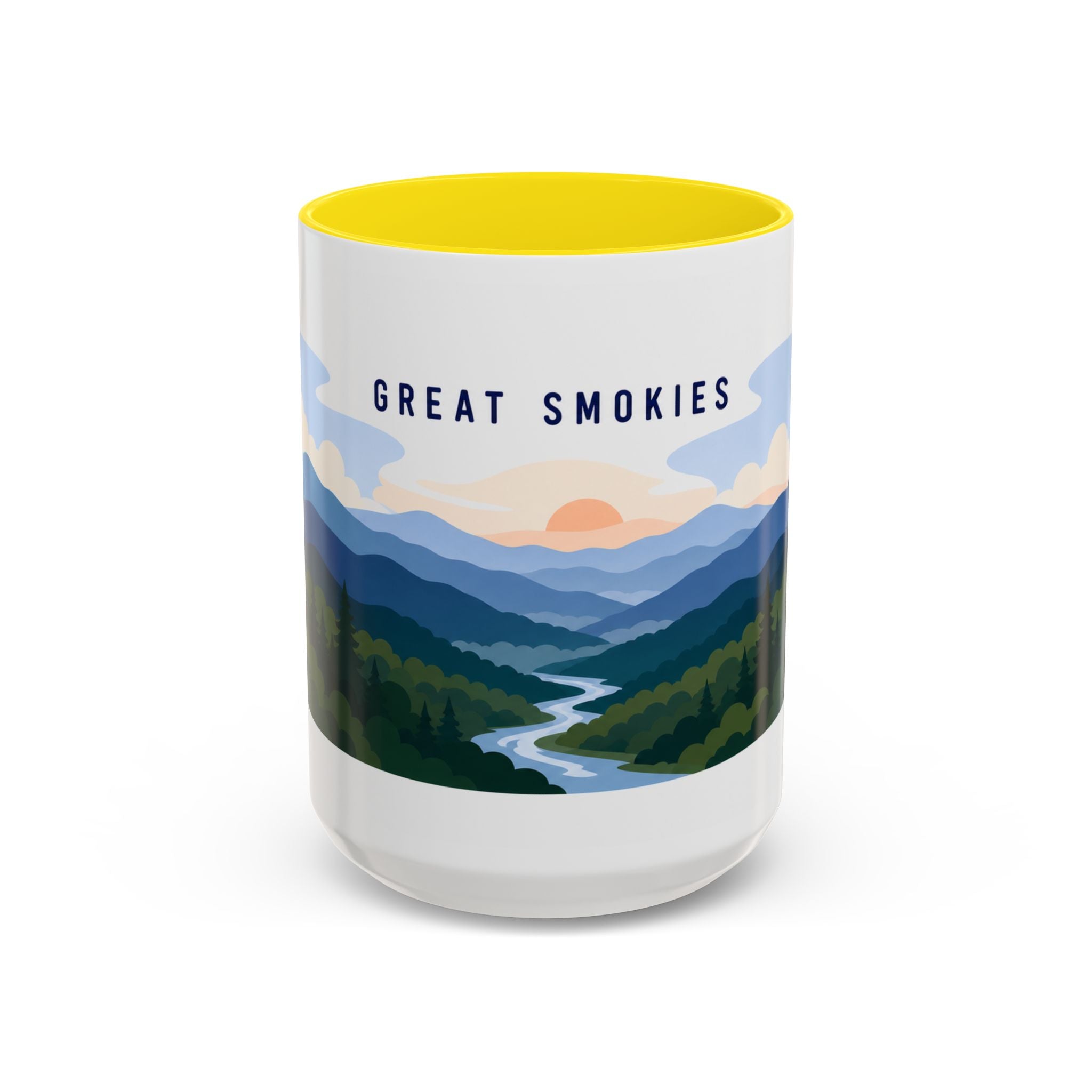 Great Smoky Mountains National Park Coffee Mug | Solid Color Block Park Souvenir | 11oz 15oz Accent Mug