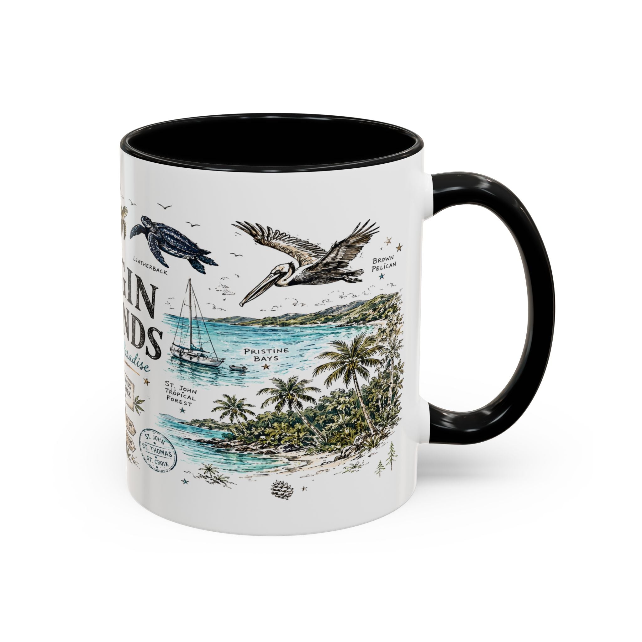 Virgin Islands National Park Coffee Mug | Caribbean Beach Snorkeling Reef Gift | Accent Color Ceramic 11oz 15oz