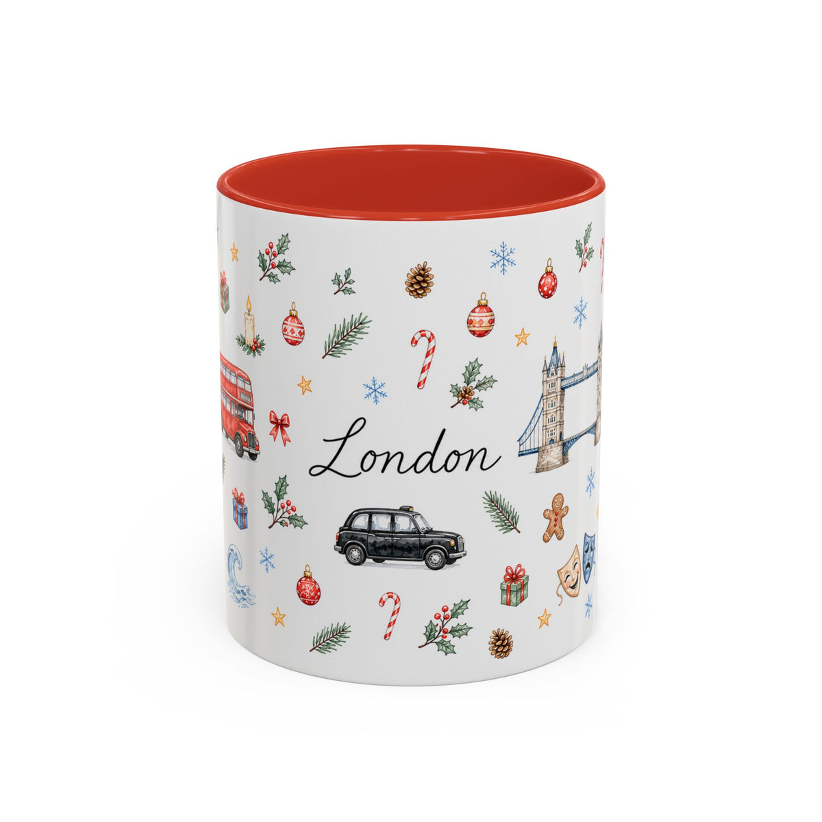 London Christmas Mug | Watercolor City Souvenir, Travel Memories, Ceramic Coffee Cup