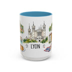 Lyon Illustrated Travel Mug | City Souvenir Accent Coffee Mug | 11oz 15oz Ceramic Cup