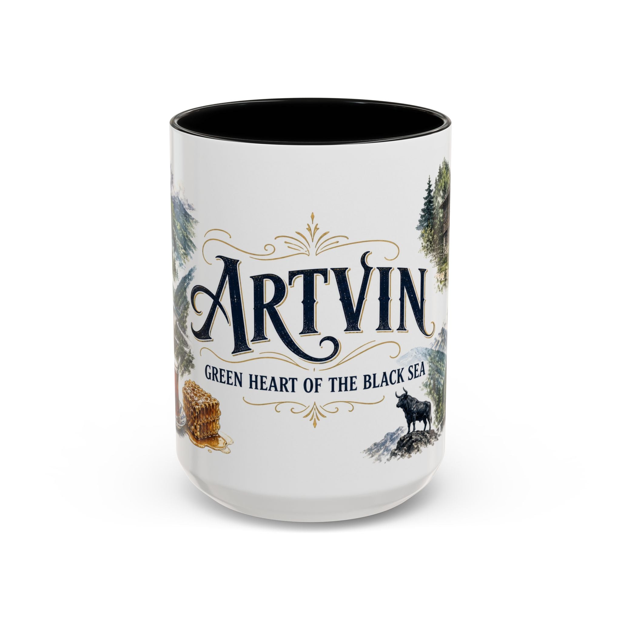 Artvin Coffee Mug | Turkey Travel Souvenir | Vintage Illustrated City Gift | 11 oz 15 oz Accent Mug