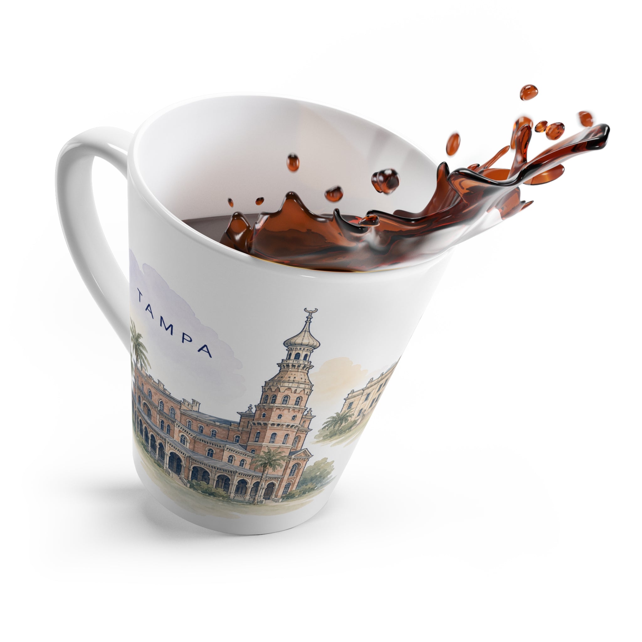 Tampa Latte Mug | Watercolor City Travel Mug | 12 oz Ceramic Souvenir Gift
