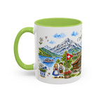 Interlaken Illustrated Travel Mug | Switzerland Souvenir Accent Coffee Mug | 11oz 15oz Ceramic Cup