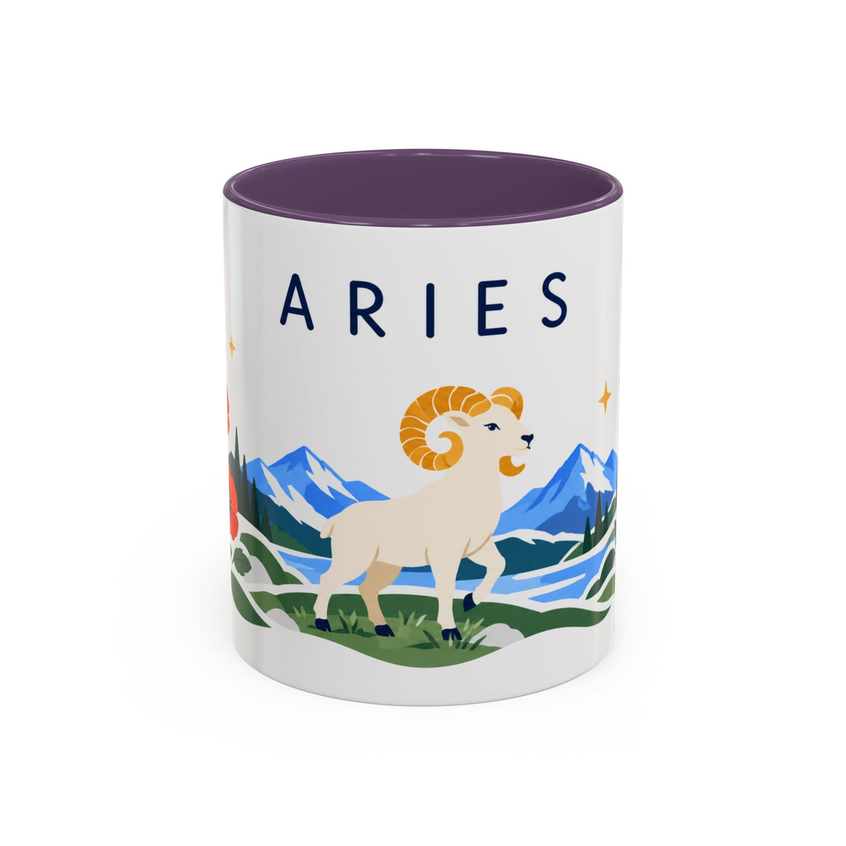 Aries Zodiac Coffee Mug | Ram and Floral Design | Astrology Birthday Gift | 11 oz 15 oz Ceramic Accent Mug