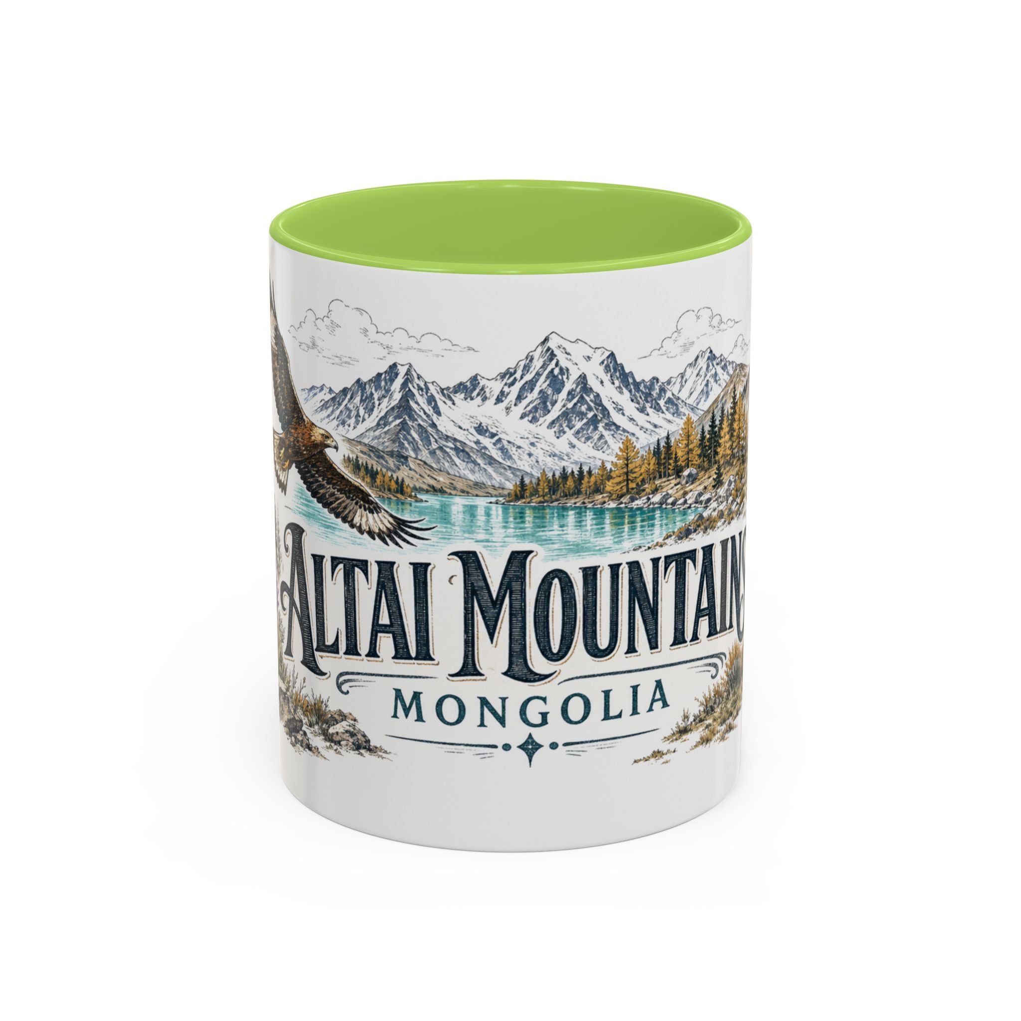 Altai Mountains Mug, Mongolia Travel Souvenir, Bucket List Gift, Accent Ceramic Coffee Mug 11oz 15oz