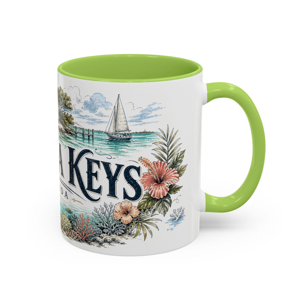 Florida Keys Mug, Florida Travel Souvenir, Bucket List Gift, Accent Ceramic Coffee Mug 11oz 15oz