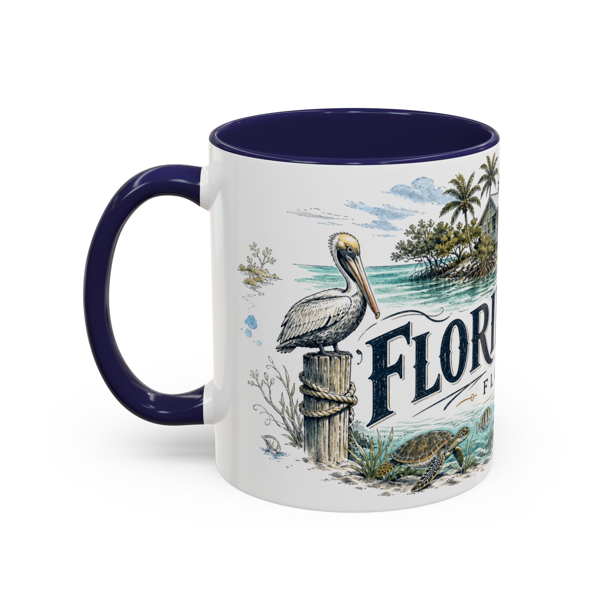 Florida Keys Mug, Florida Travel Souvenir, Bucket List Gift, Accent Ceramic Coffee Mug 11oz 15oz