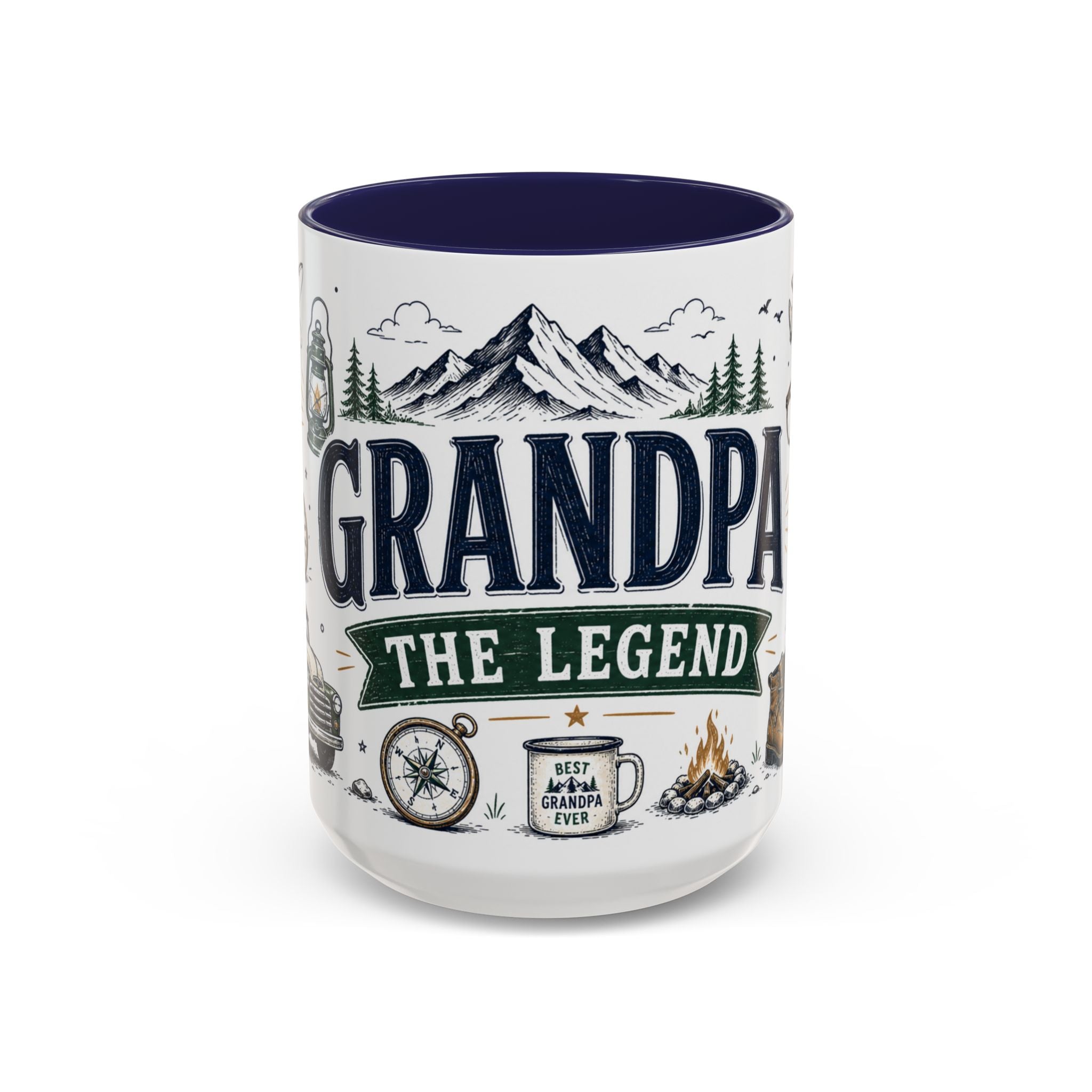 Grandpa The Legend Coffee Mug | Gift From Grandkids | Accent Color Ceramic 11oz 15oz