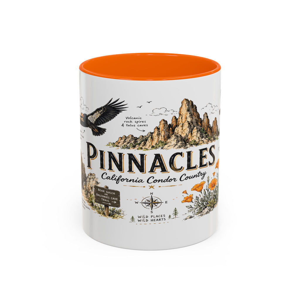 Pinnacles National Park Coffee Mug | California Rock Climbing Condor Gift | Accent Color Ceramic 11oz 15oz
