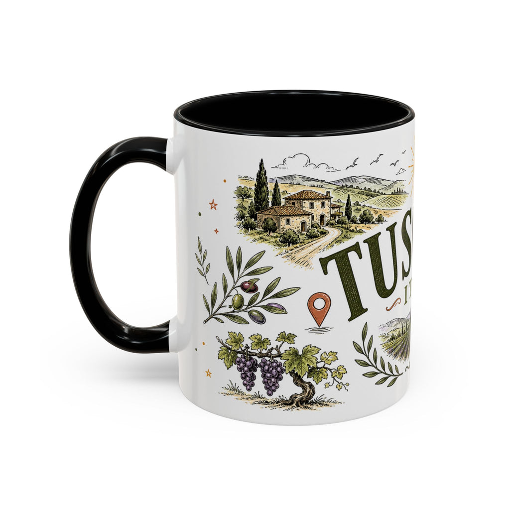Tuscany Coffee Mug | Travel Destination Souvenir Gift | Accent Color Ceramic 11oz 15oz