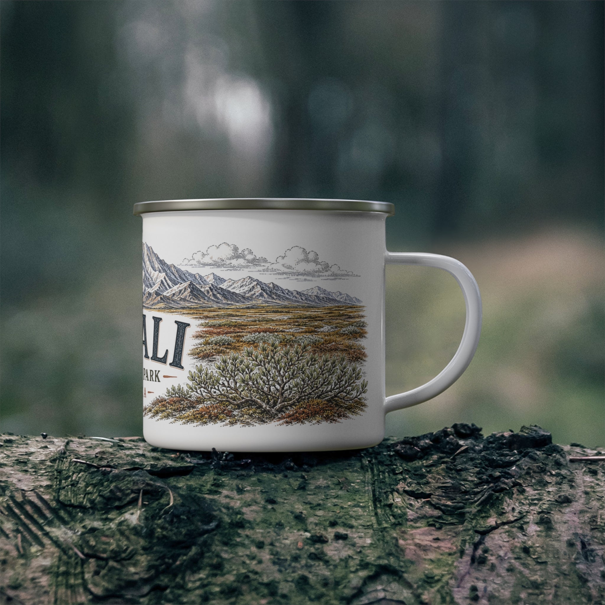 Denali National Park Vintage Enamel Camping Mug | 12oz National Park Hiking Gift