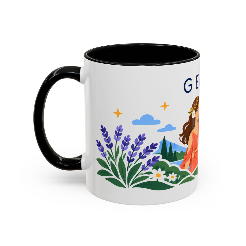 Gemini Zodiac Coffee Mug | Twins and Floral Design | Astrology Birthday Gift | 11 oz 15 oz Ceramic Accent Mug