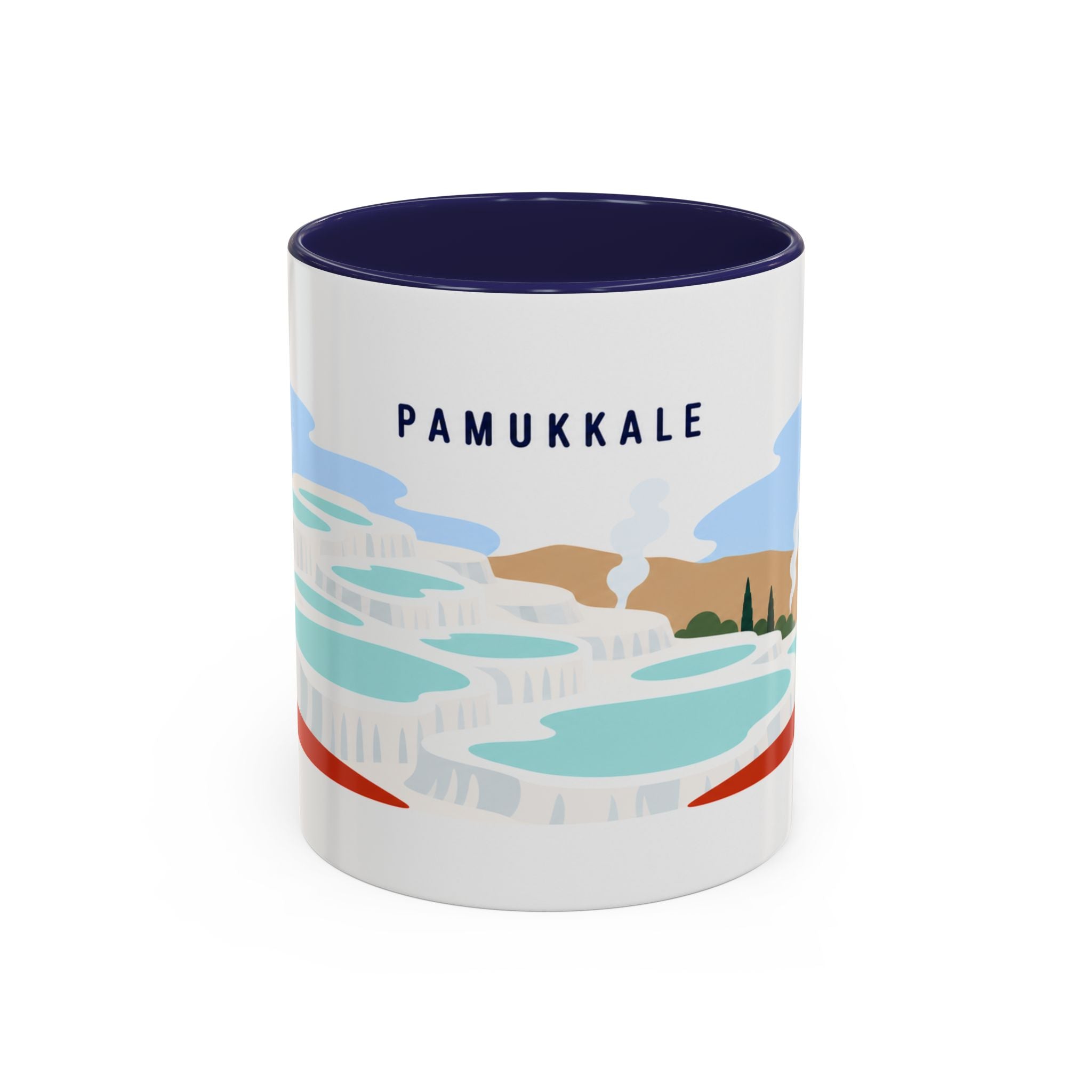 Pamukkale Coffee Mug | Travel Destination Souvenir Gift | Accent Color Ceramic 11oz 15oz
