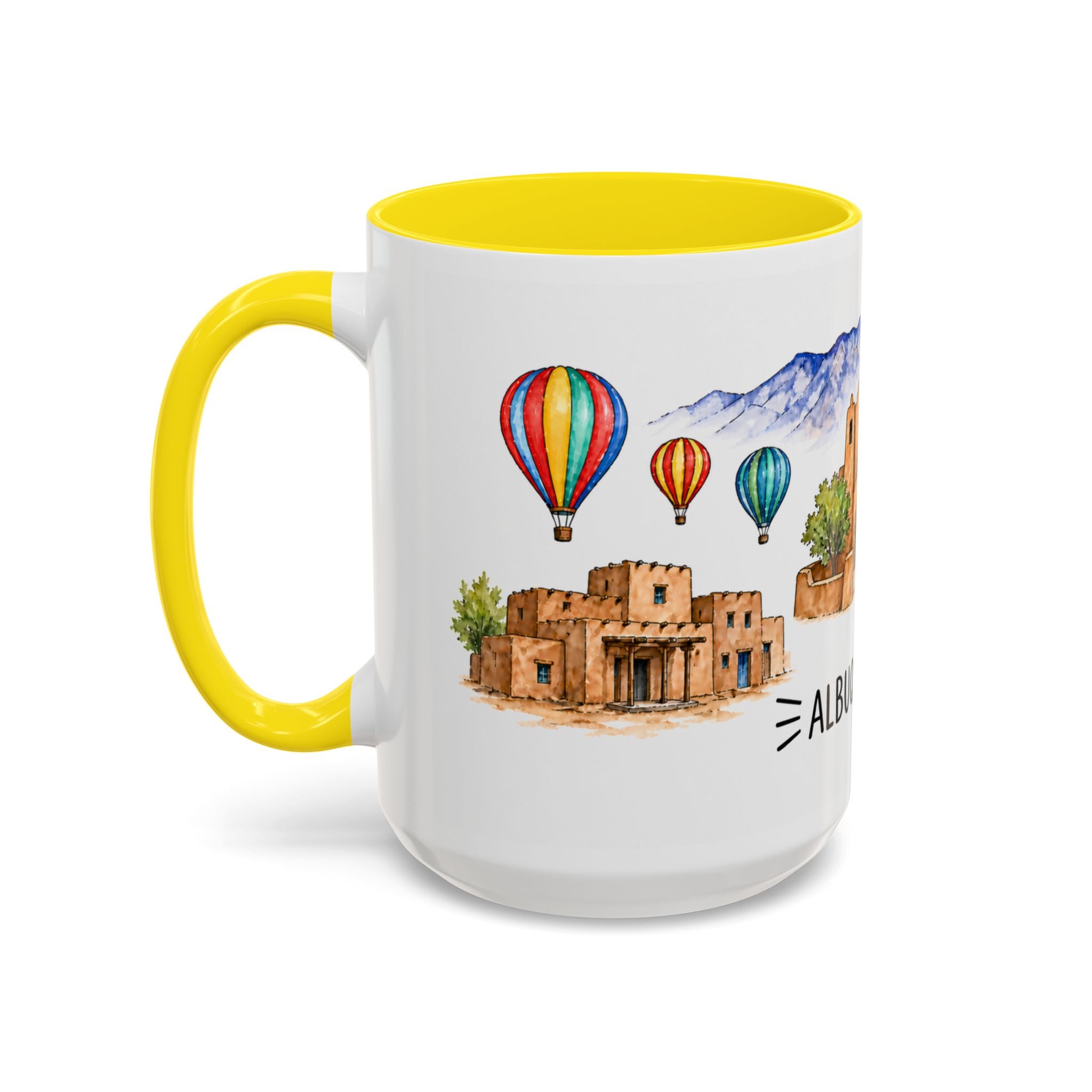 Albuquerque Illustrated Travel Mug | City Souvenir Accent Coffee Mug | 11oz 15oz Ceramic Cup