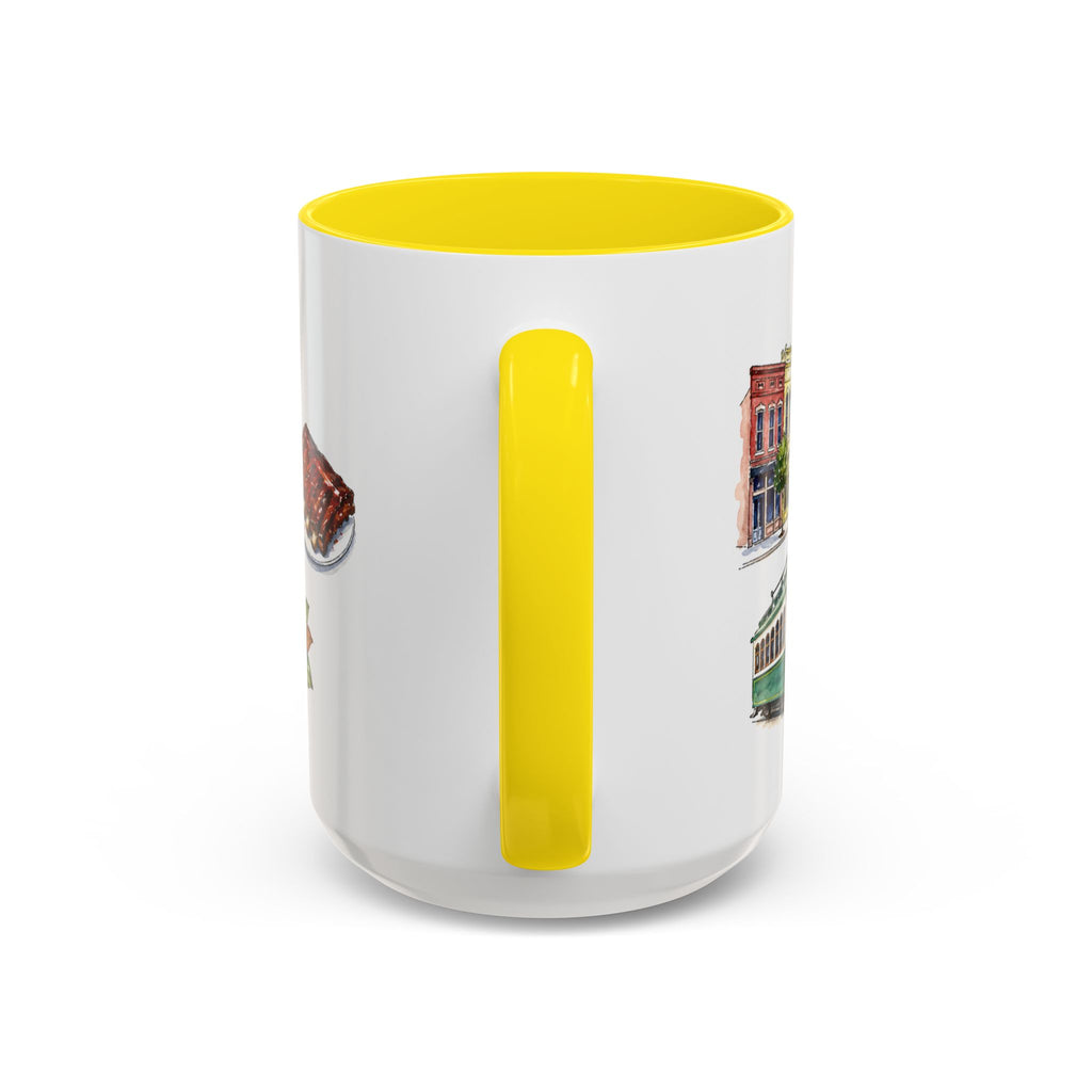 Memphis Illustrated Travel Mug | City Souvenir Accent Coffee Mug | 11oz 15oz Ceramic Cup