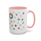 Christmas Candle Mug | Holly Wreath Watercolor Holiday Gift | Accent Cup 11oz 15oz