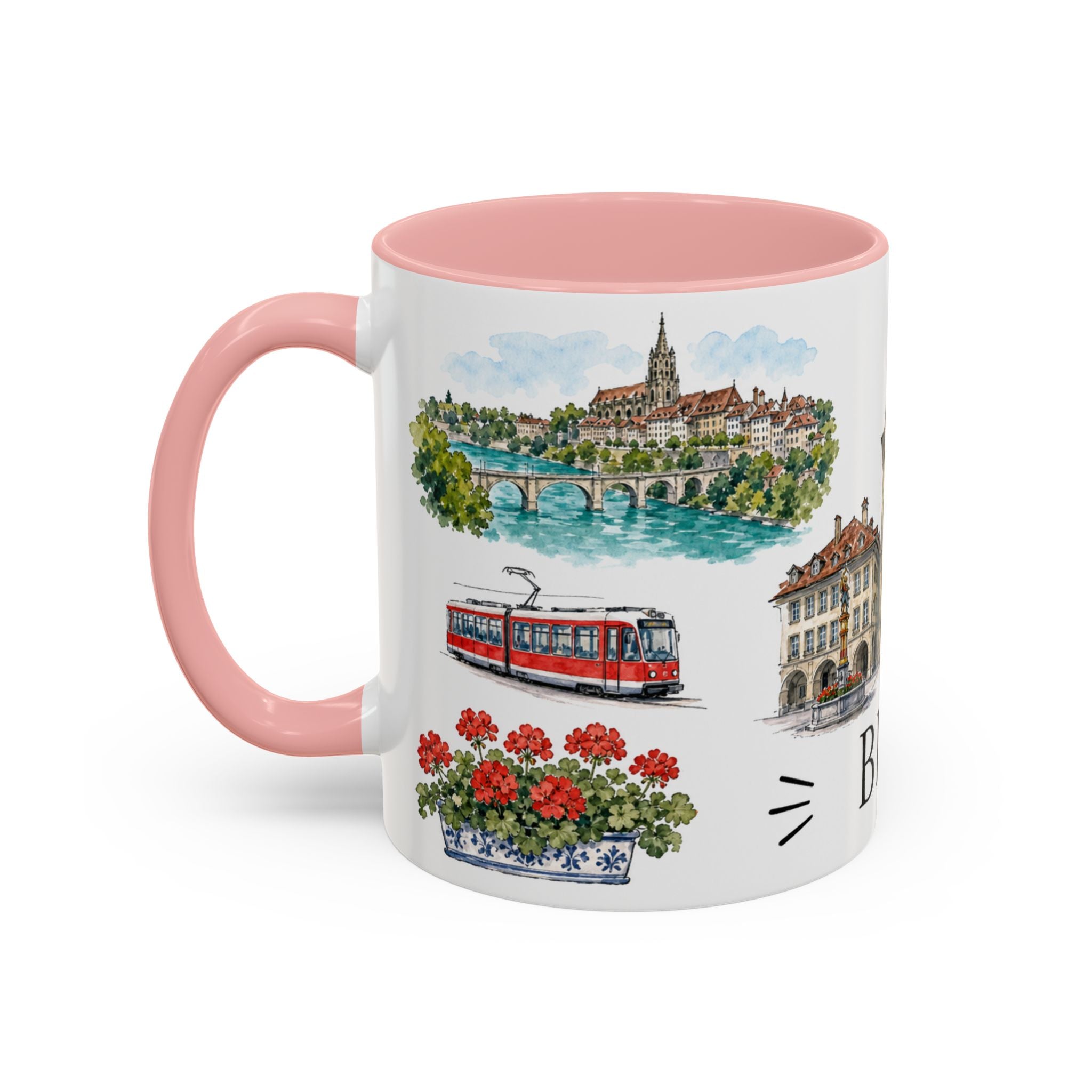 Bern Illustrated Travel Mug | City Souvenir Accent Coffee Mug | 11oz 15oz Ceramic Cup