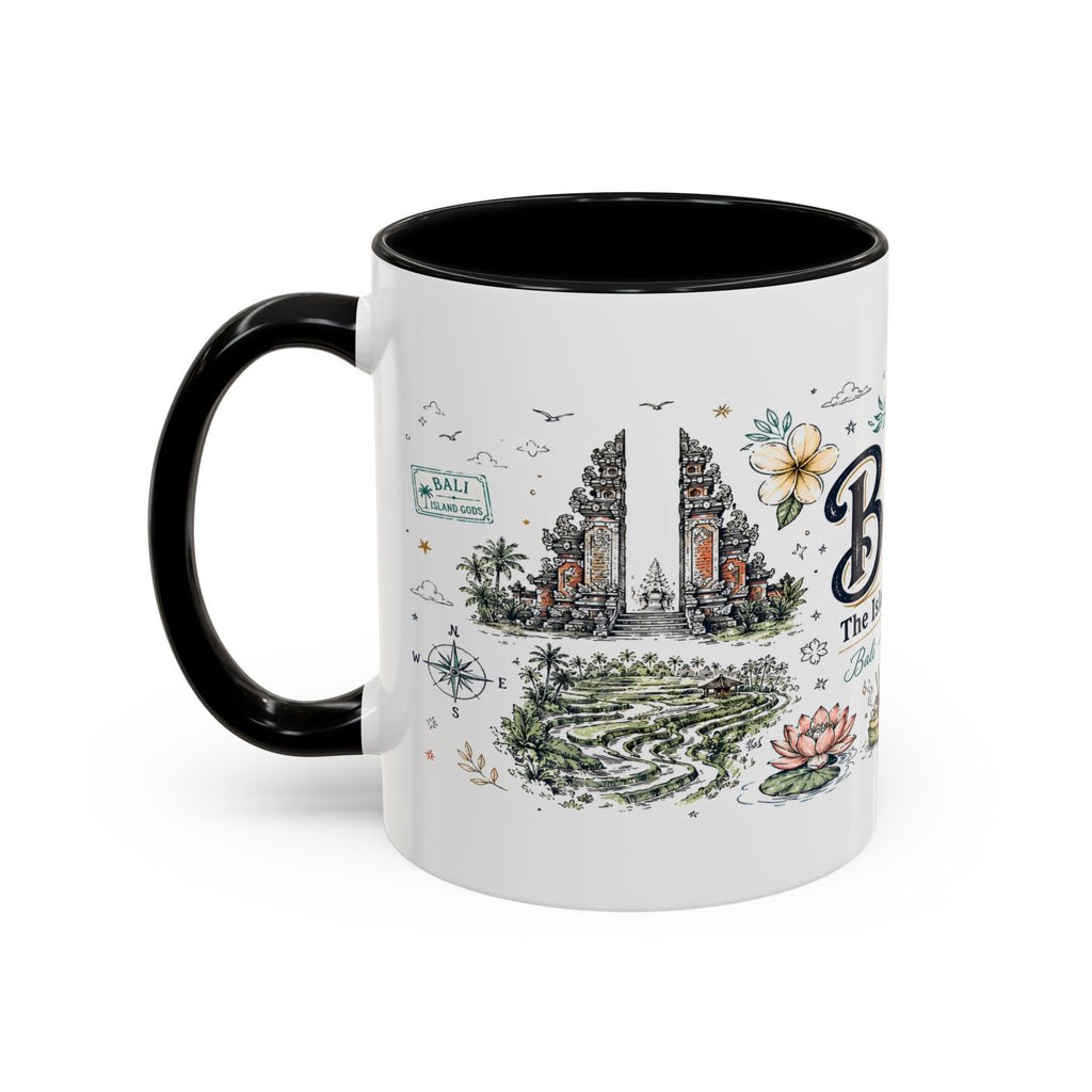 Bali Coffee Mug | Indonesia Souvenir Travel Gift | Accent Color Ceramic 11oz 15oz