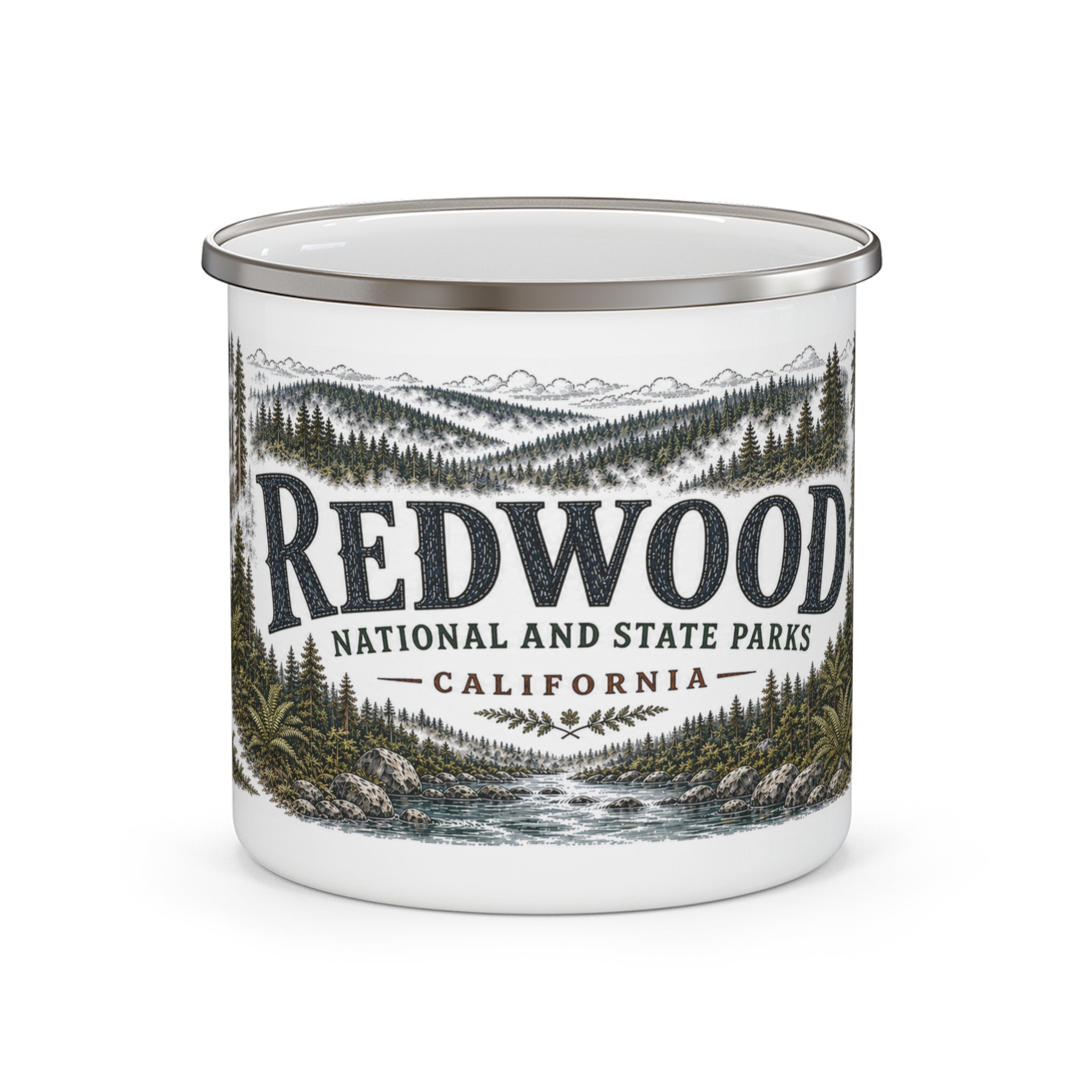 Redwood National Park Vintage Enamel Camping Mug | 12oz National Park Hiking Gift