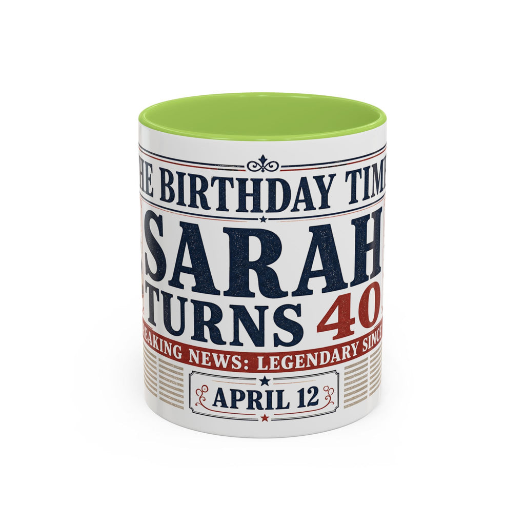 Birthday Newspaper Mug | Custom Name Age Date Gift | The Birthday Times Coffee Cup 11oz 15oz
