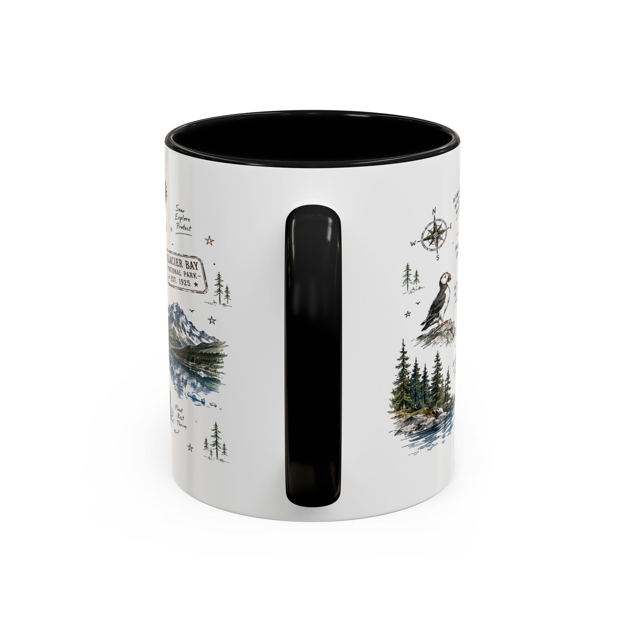 Glacier Bay National Park Coffee Mug | Alaska Wilderness Kayaking Gift | Accent Color Ceramic 11oz 15oz