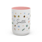 Seattle Christmas Mug | Watercolor Travel Souvenir | Holiday Gift | Accent Ceramic Coffee Cup 11oz 15oz