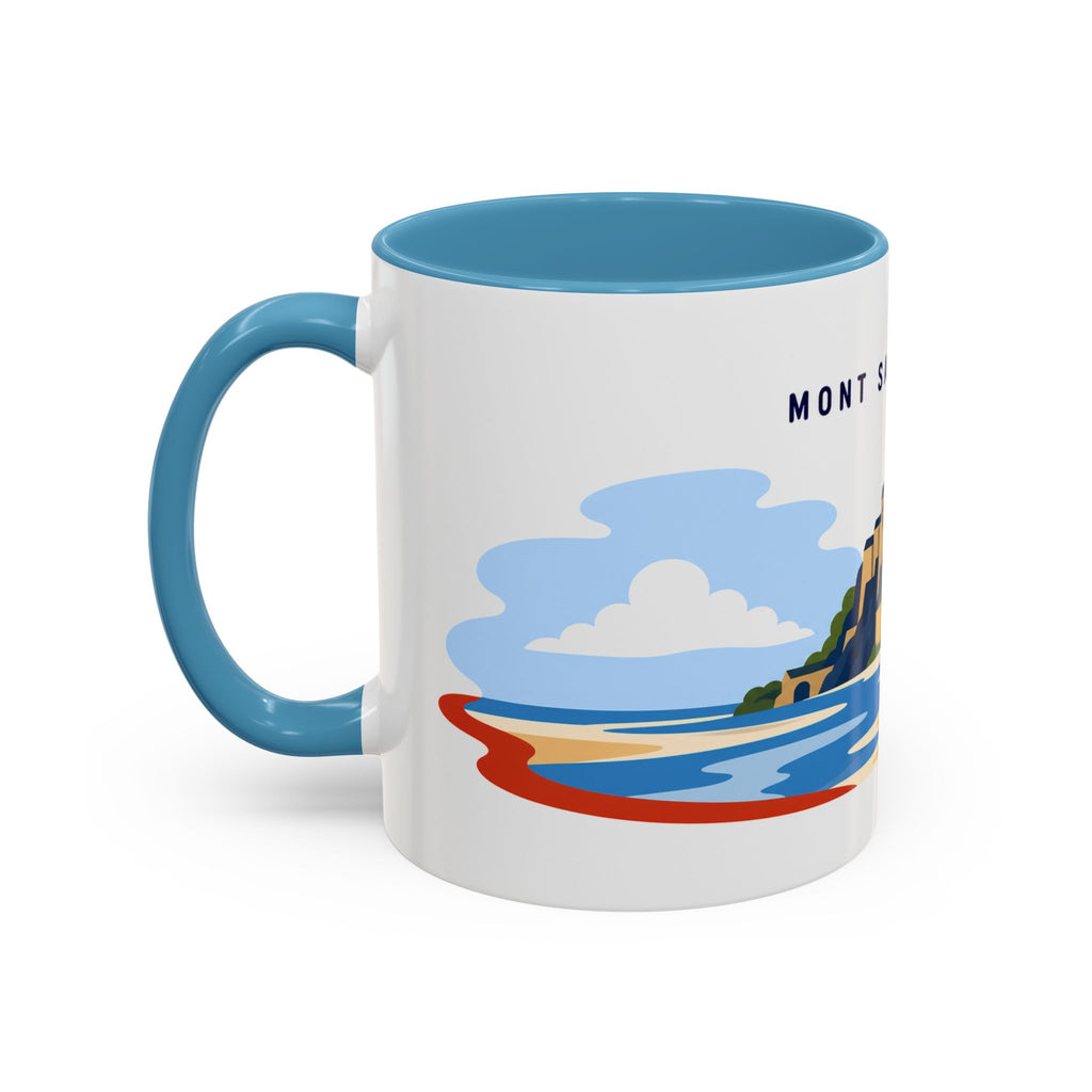 Mont Saint Michel Coffee Mug | Travel Destination Souvenir Gift | Accent Color Ceramic 11oz 15oz